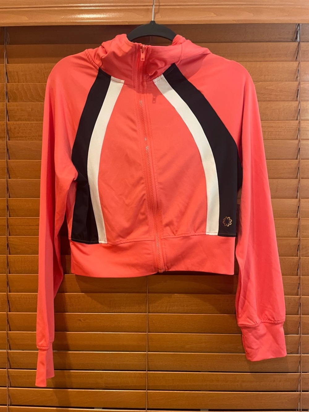 Pro Player Coral Pink Black White Cropped Zip Hoodie S (OL2)